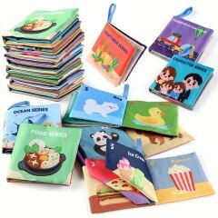 Bebekler İçin Hışırtılı İngilizce Bez Kitap Seti  (8 Adet)
